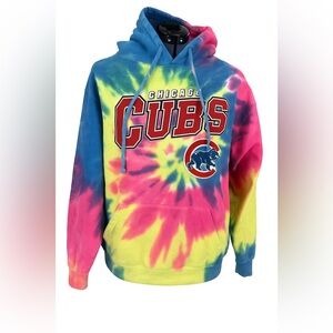 Chicago Cubs Baseball Hoodie Size Large Colorful Tie Dye Sweatshirt MLB